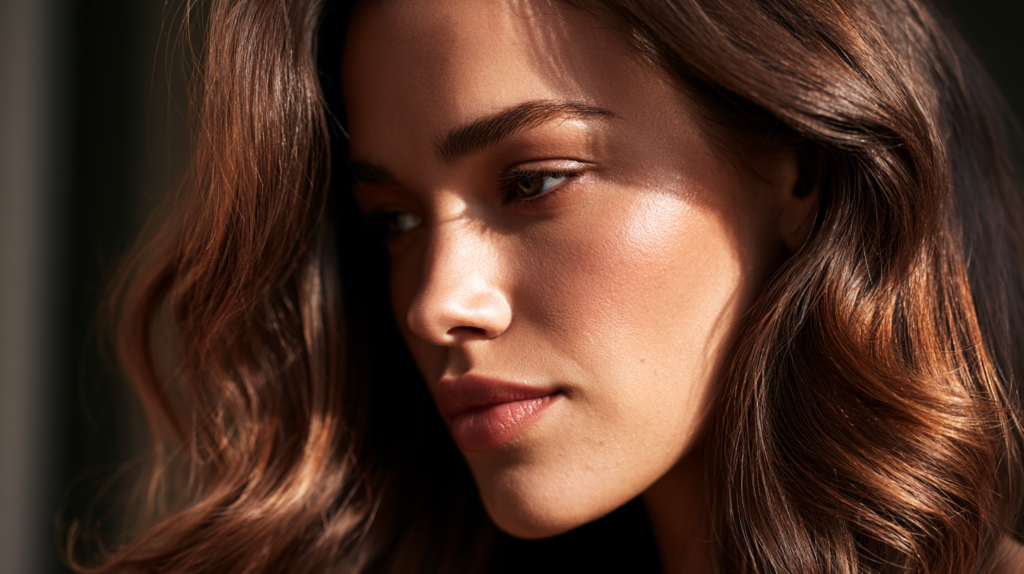 femme balayage sur cheveux bruns
