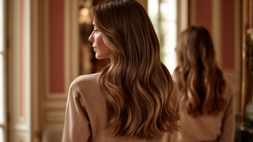 Comparaison entre un balayage fondu et des mèches plus contrastées dans un salon de coiffure